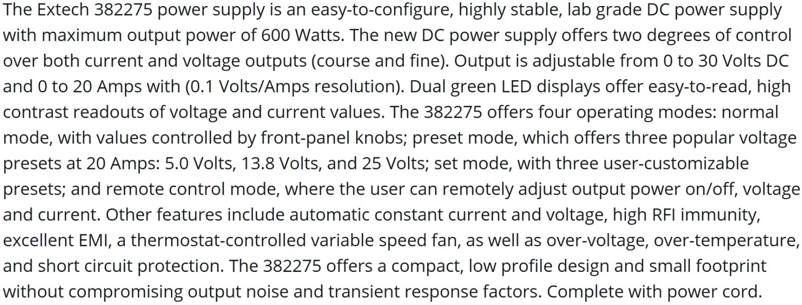 ספק כוח מעבדתי EXTECH INSTRUMENTS 382275 TEXT